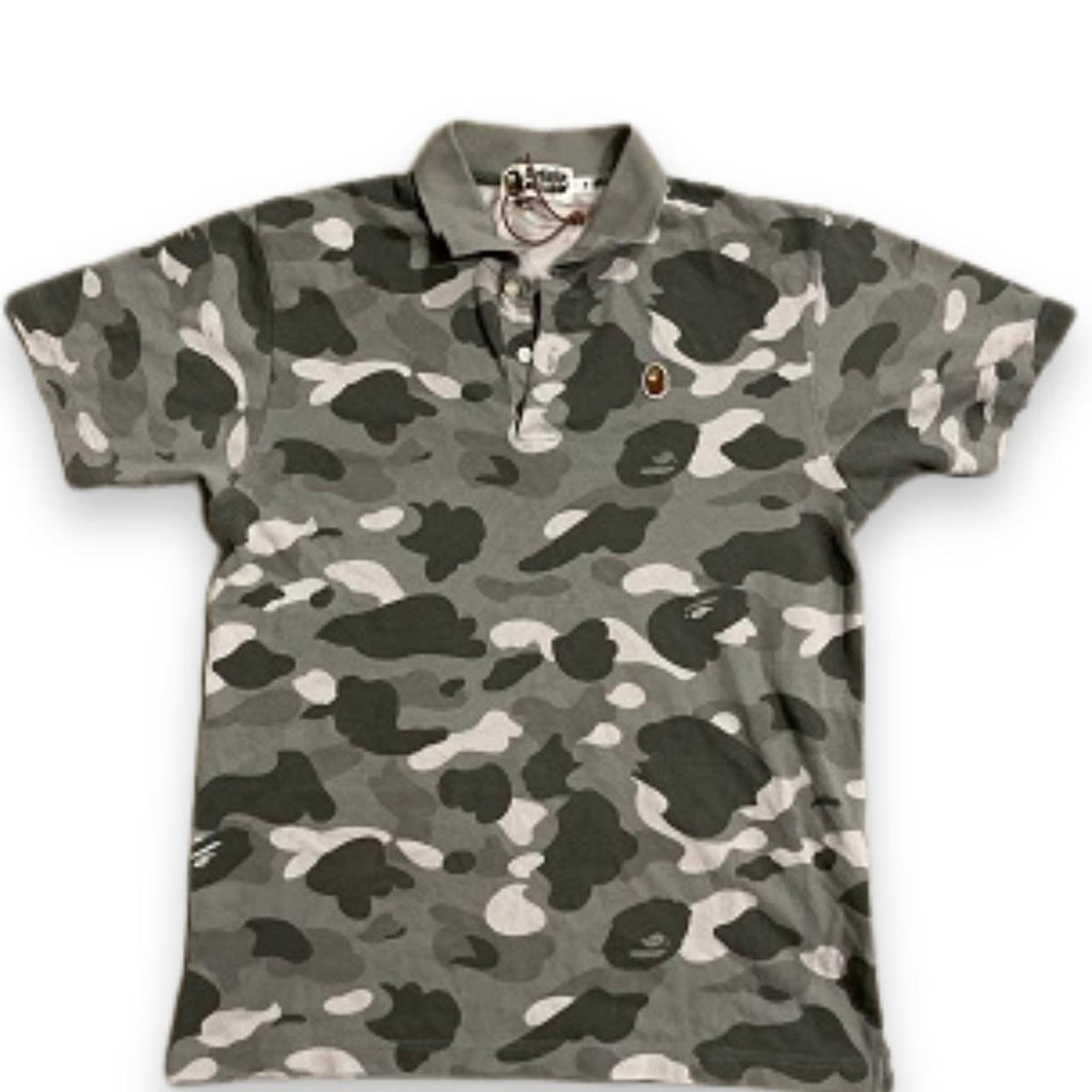 Vintage BAPE Khaki medium camo print Polo shirt