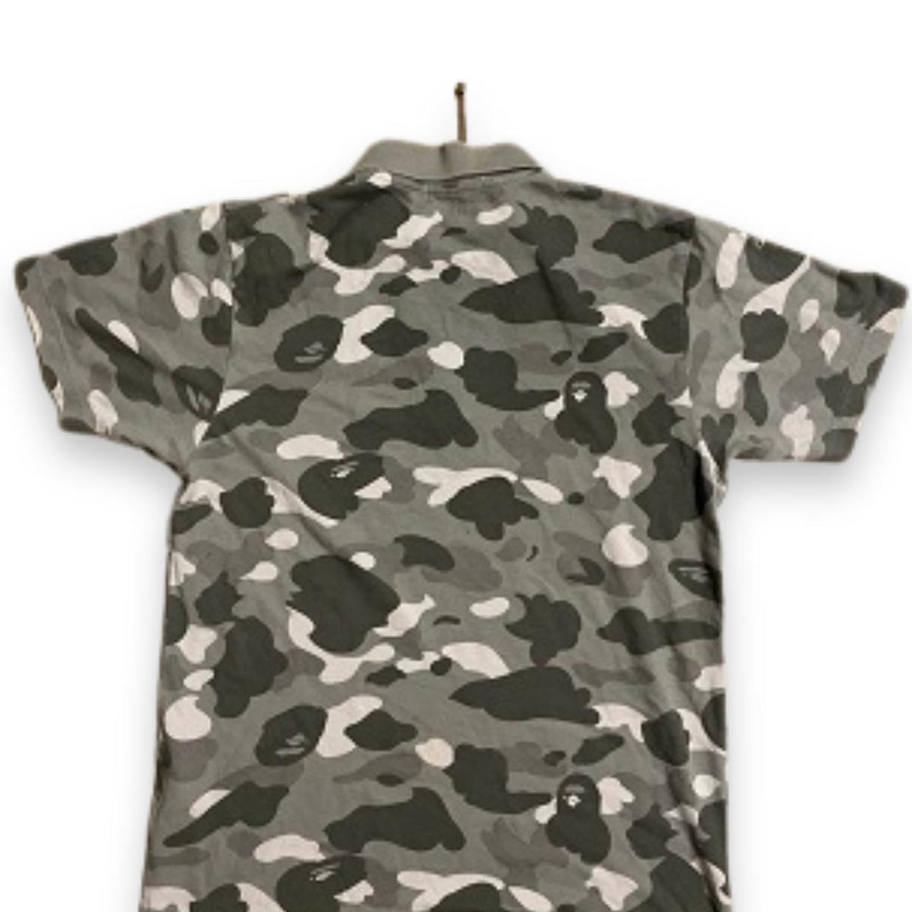 Vintage BAPE Khaki medium camo print Polo shirt