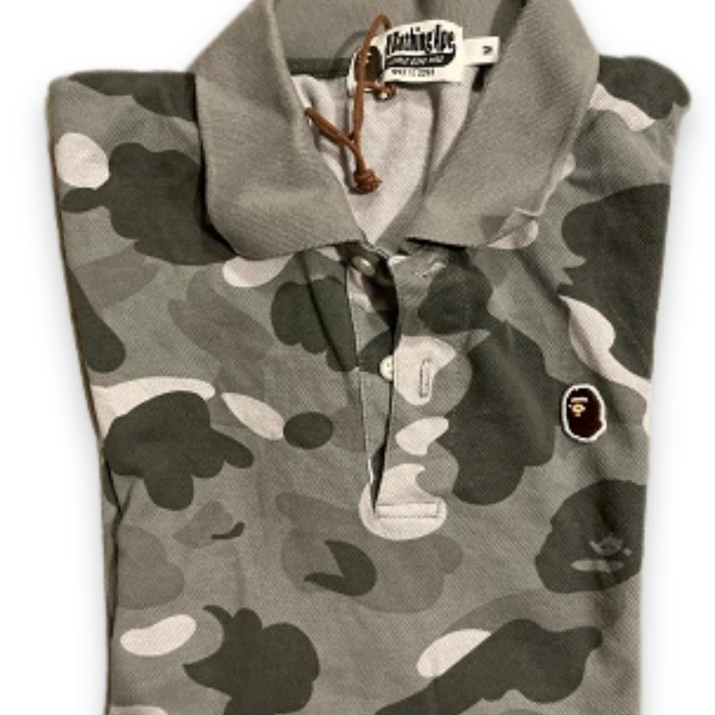 Vintage BAPE Khaki medium camo print Polo shirt