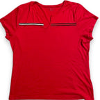 Vintage Red Tommy Hilfiger Womens V-Neck Plain Short Sleeves Logo T-Shirt