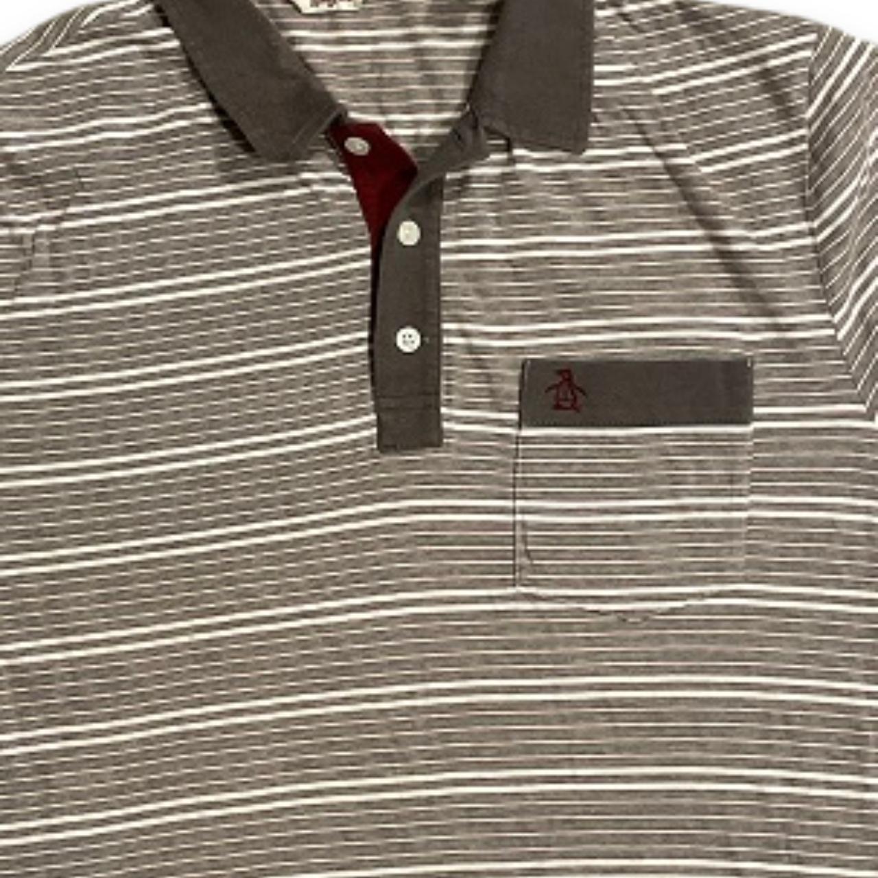 Vintage Mens Original Penguin grey stripe Polo Short sleeve Shirt size M