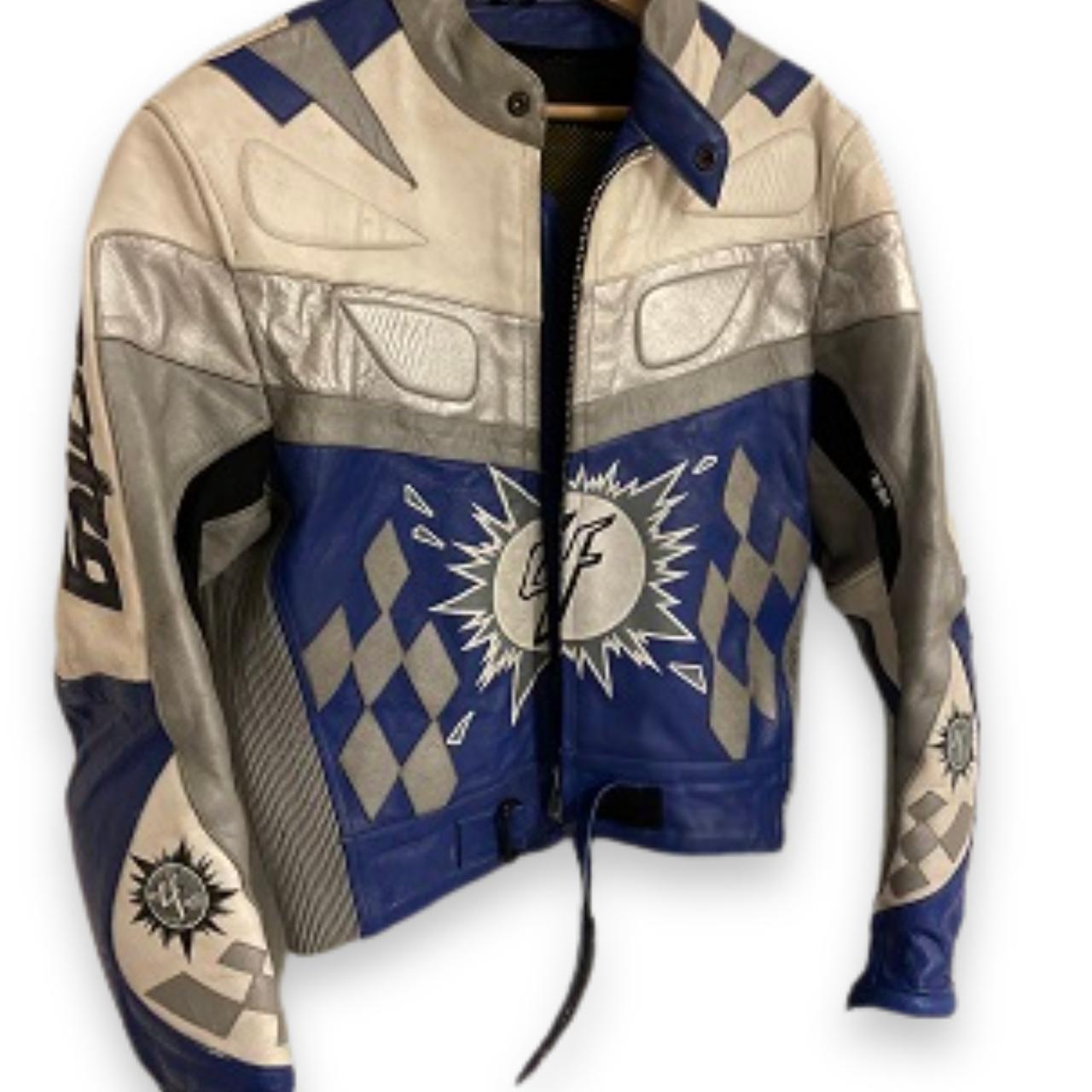 Vintage multi-color Luca Ferreira Motorcycle leather jacket