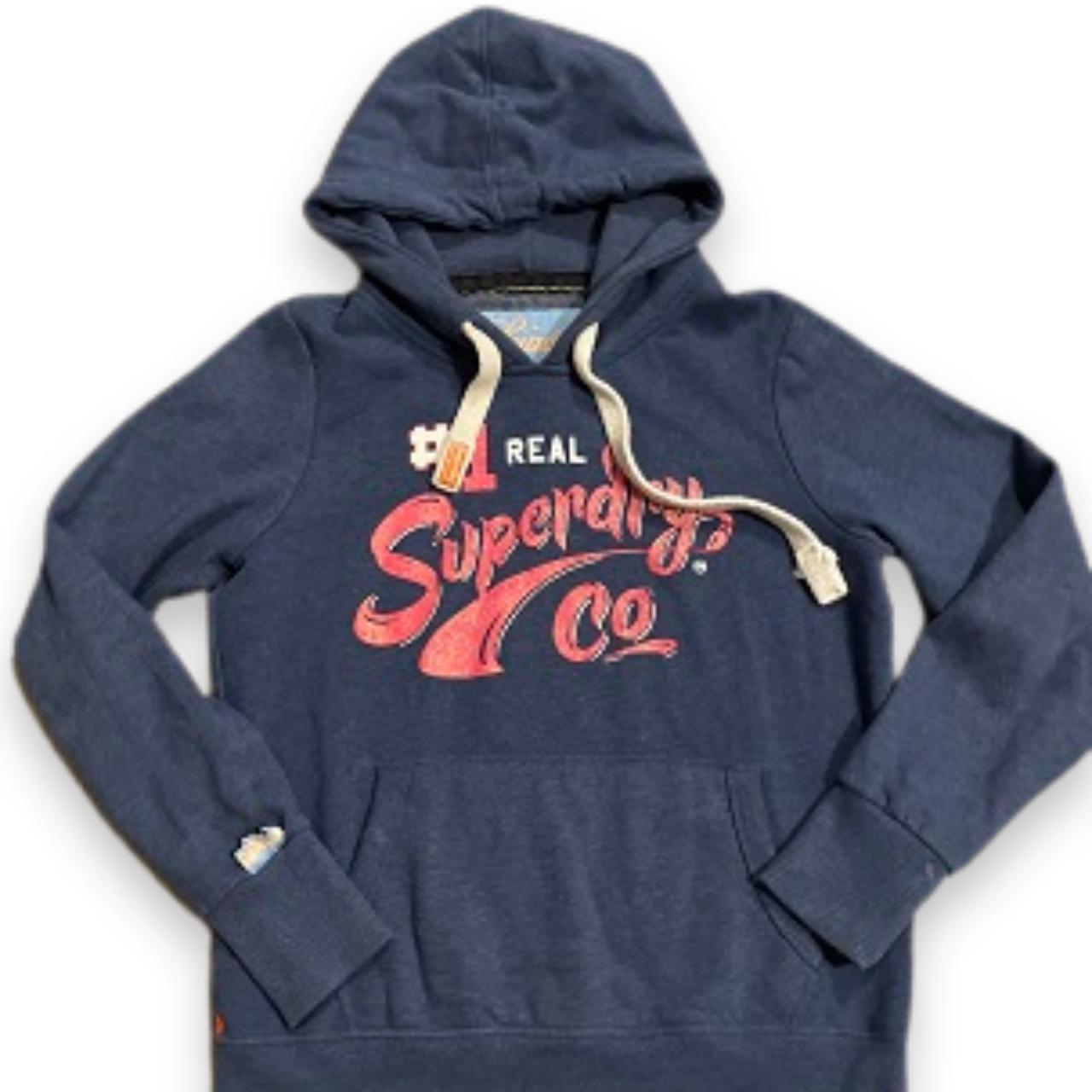 Vintage blue real superdry co print large hoodie