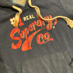 Vintage blue real superdry co print large hoodie