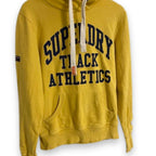 Vintage Yellow Superdry Track Athletics Graphics hoodie Sweatshirt in M
