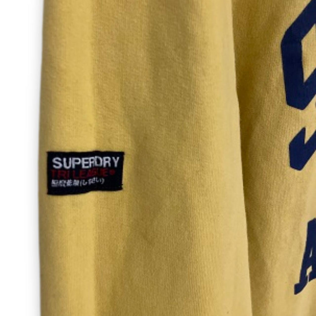 Vintage Yellow Superdry Track Athletics Graphics hoodie Sweatshirt in M
