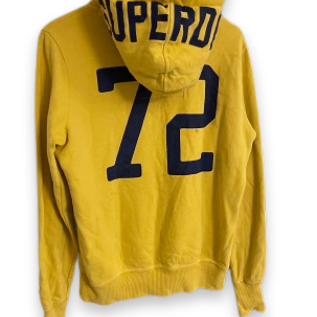 Vintage Yellow Superdry Track Athletics Graphics hoodie Sweatshirt in M