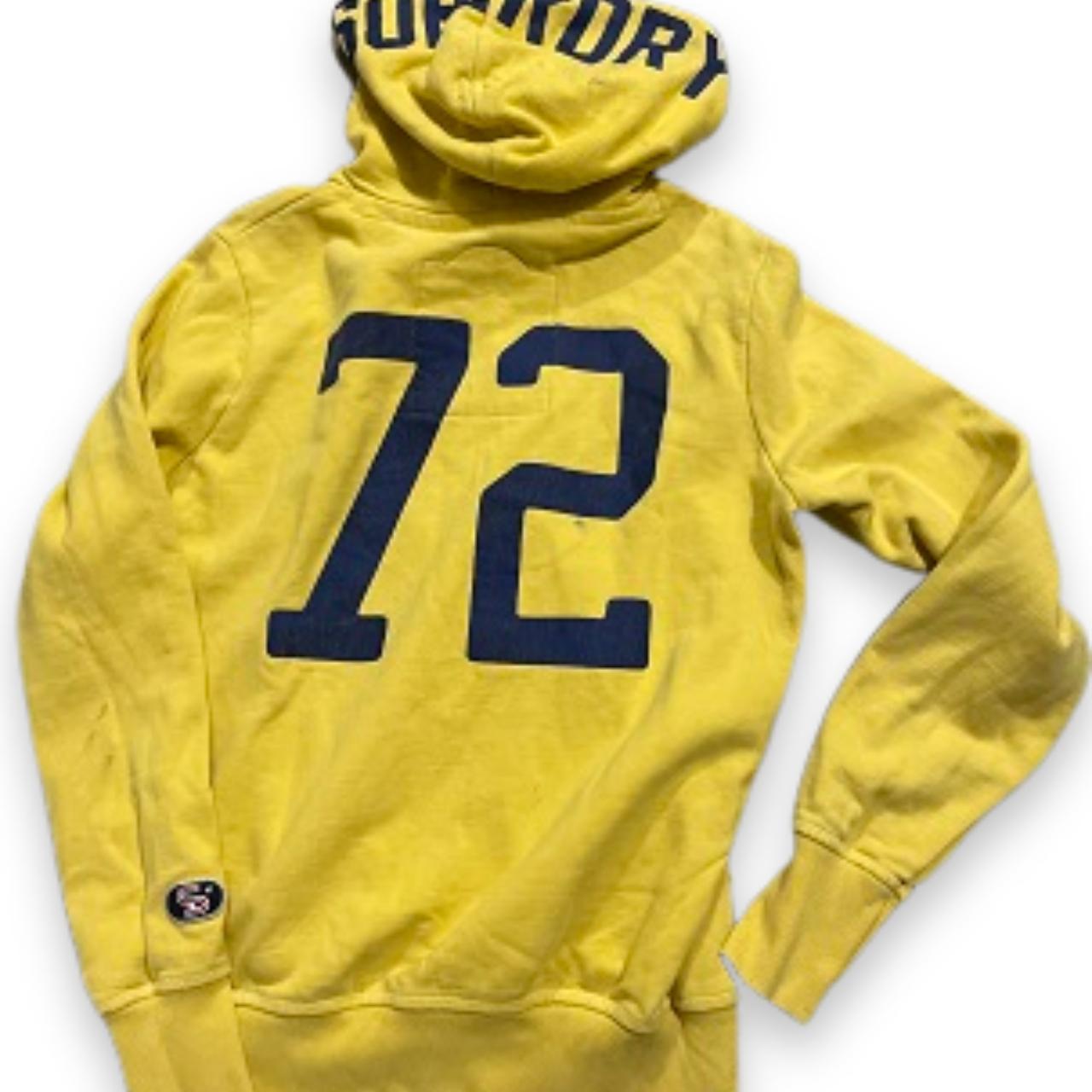 Vintage Yellow Superdry Track Athletics Graphics hoodie Sweatshirt in M