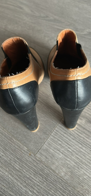 Vintage Top Shop Ladies Chelsea Boot tan Real Leather Brogues Size Uk 6 SKU 6740