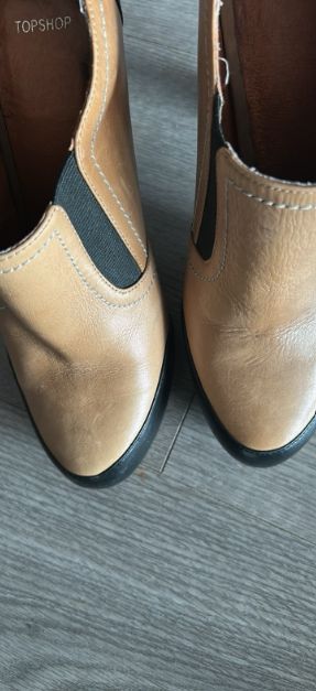 Vintage Top Shop Ladies Chelsea Boot tan Real Leather Brogues Size Uk 6 SKU 6740