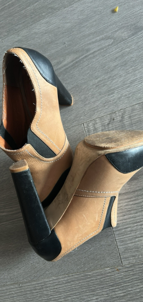 Vintage Top Shop Ladies Chelsea Boot tan Real Leather Brogues Size Uk 6 SKU 6740