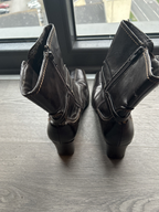 Ginu kenduri Women Brown Patent Leather Ankle Boot Heel Shoe Size 41 SKU 6743