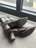 Ginu kenduri Women Brown Patent Leather Ankle Boot Heel Shoe Size 41 SKU 6743