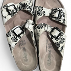 BJORNDAL Womens Fun black & white  Floral Sandals  - Sz 39 8.5 SKU 6748