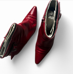 Women Lotus Red leather ankle boots with buckle  UK 4 US 7 SKU 6755