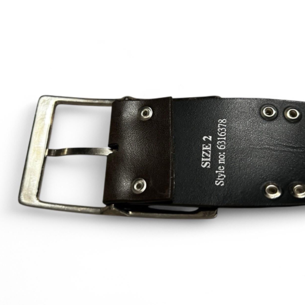 Vintage black Retro Circle Studded Leather  buckle women’s belt size 2 SKU 6762