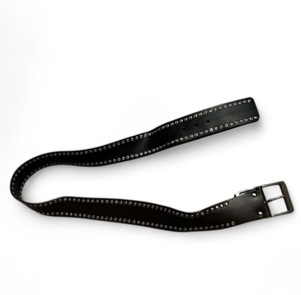 Vintage black Retro Circle Studded Leather  buckle women’s belt size 2 SKU 6762