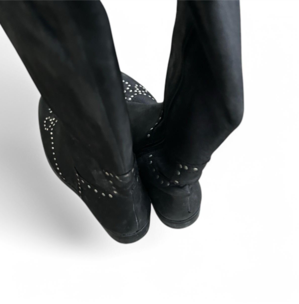 Women’s Black Leather Studded Over The Knee Moleskin Boots 41/8 Sku 6773