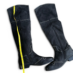 Women’s Black Leather Studded Over The Knee Moleskin Boots 41/8 Sku 6773