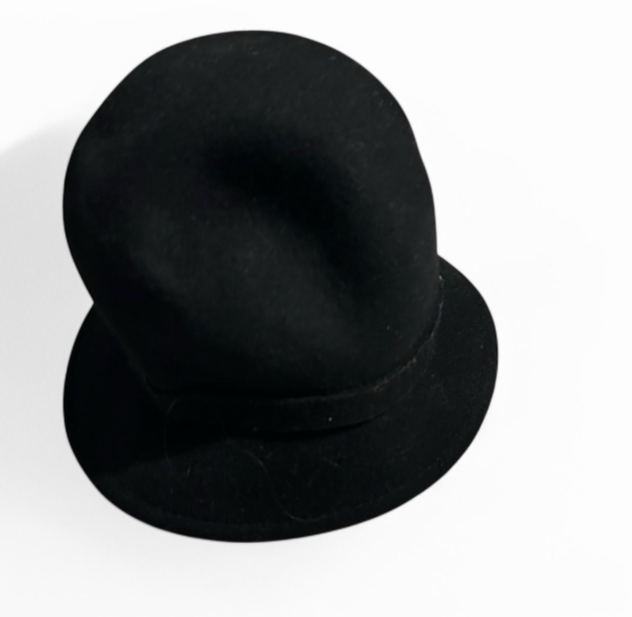 Women's 100% Wool Black Cloche buket Hat Gold crest Sku 6796