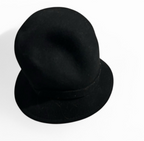 Women's 100% Wool Black Cloche buket Hat Gold crest Sku 6796
