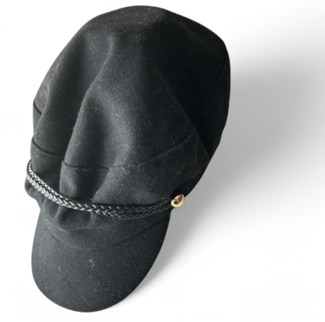 Vintage men black cotton & wool cap with braided detail #indie #grunge sku 6807