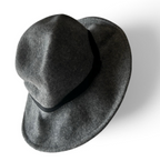 Vintage Unisex Grey wool felt fedora hat with black ribbon accent sku 6809