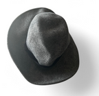 Vintage Unisex Grey wool felt fedora hat with black ribbon accent sku 6809