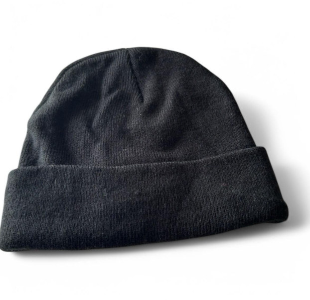 Unisex winter Black beanie with silver studded logo #skater sku 6811