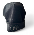Unisex winter Black beanie with silver studded logo #skater sku 6811