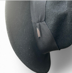 Vintage Unisex Hermani Black felt fedora hat with silver logo hat  sku 6816