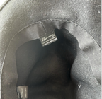 Vintage Unisex Hermani Black felt fedora hat with silver logo hat  sku 6816