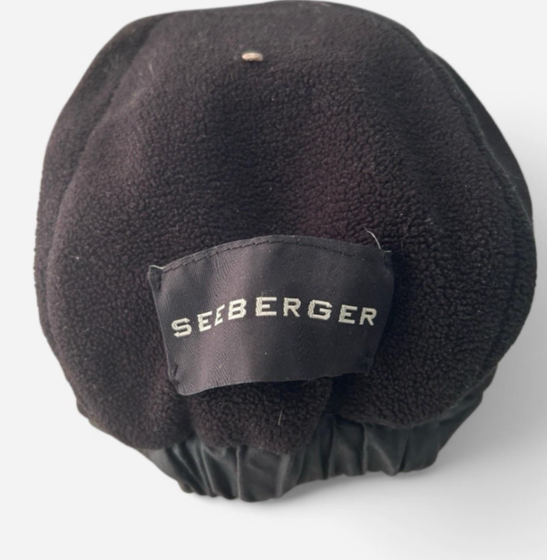 SEEBERGER black Faux Leather Insulated With Adjustable Strap #sku 6817