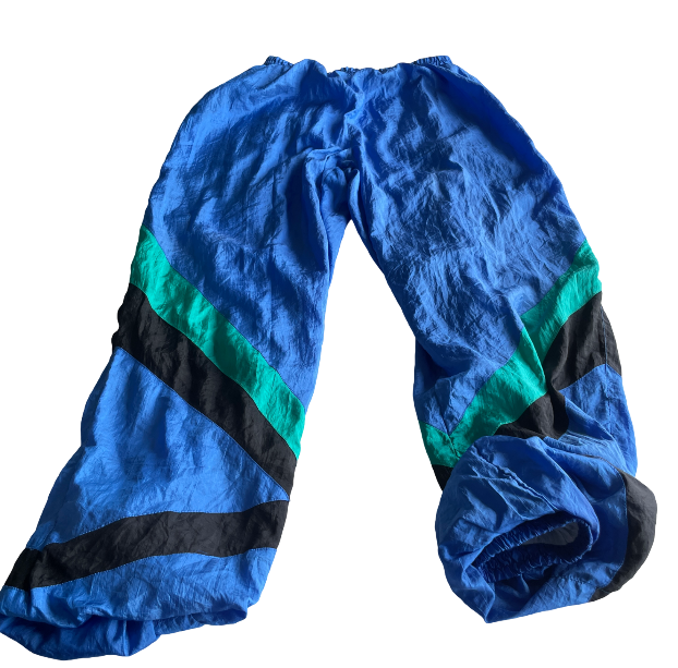 Abbigliamento vintage pantaloni vintage nylon shell blue L 26 W 26 SKU 6010