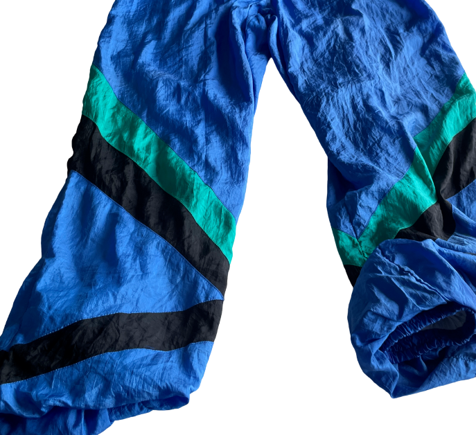 Abbigliamento vintage pantaloni vintage nylon shell blue L 26 W 26 SKU 6010