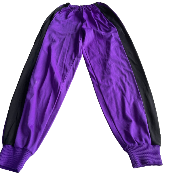 Vintage women purple black colorblock elastic waist jogger pant in M|L28 W22|SKU 6057
