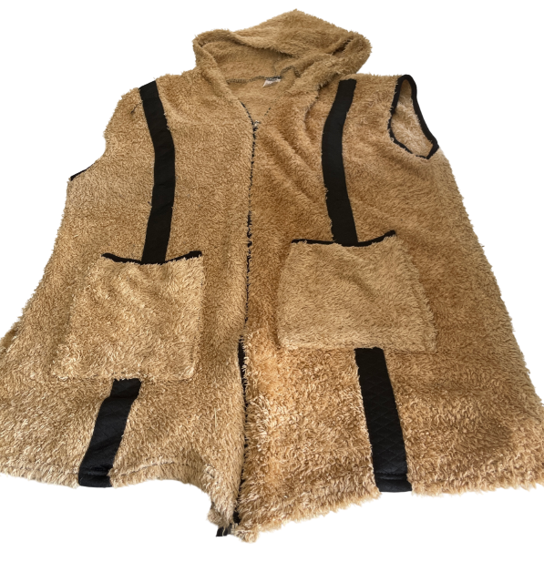 teddy faux fur vest Cream jacket with hood