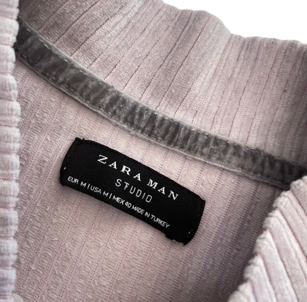 Zara mens peach fitted jumper in size M peach Roll Neck Ribbed fitted Jumper in Medium fits LikeS/M