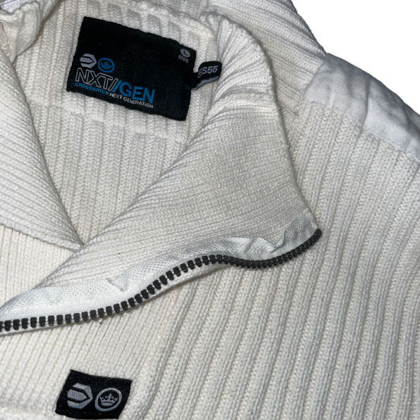 Crosshatch Ribbed knit jacket turtleneck, gilet zip vintage y2k Knit Track Top