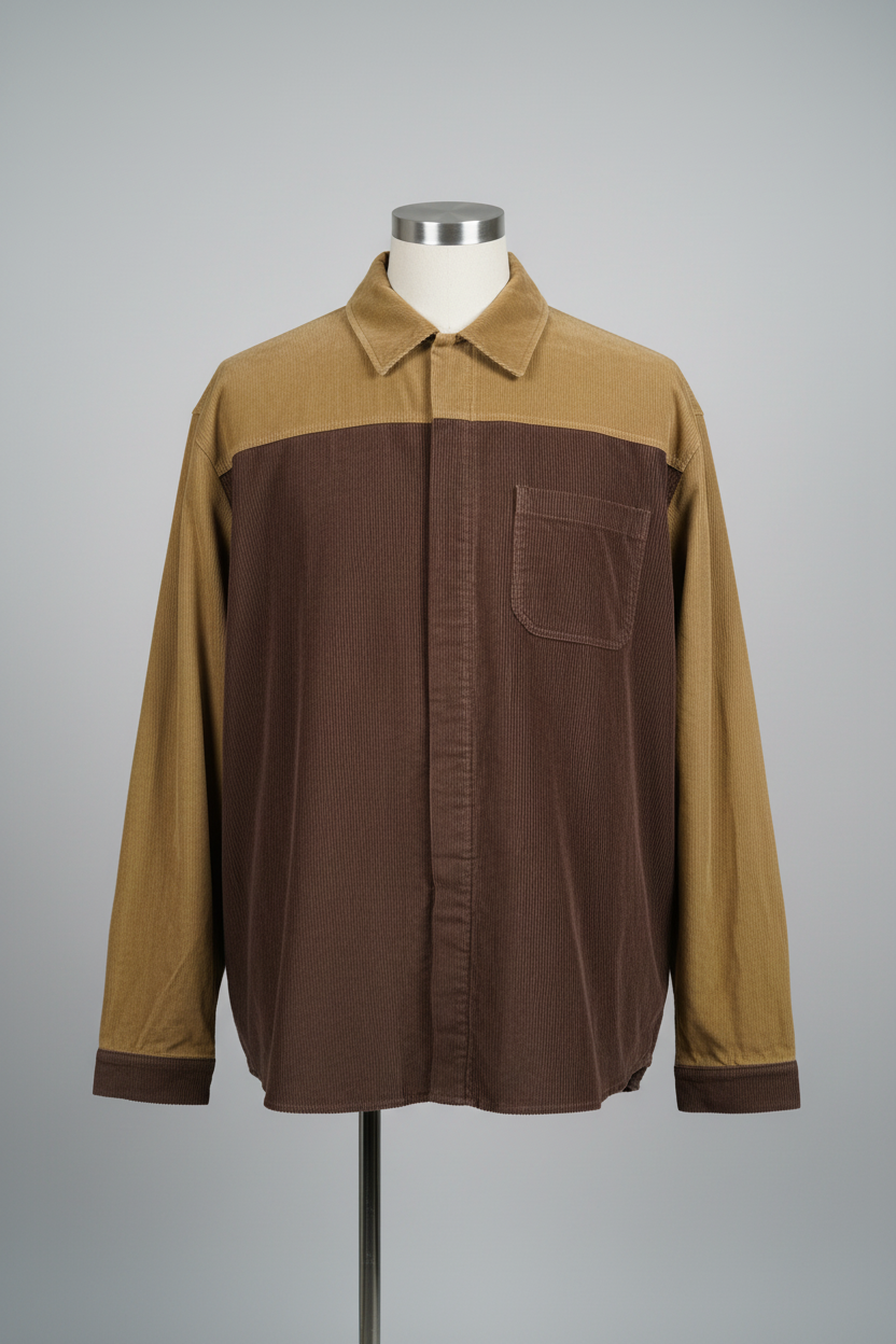 Lela Brandao  Co Vintage Colourblock Cord Shirt made in brasil