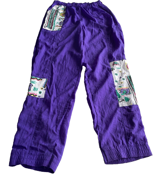 Vintage sport sweat 80s/ 90s purple track pant elastic waist pants