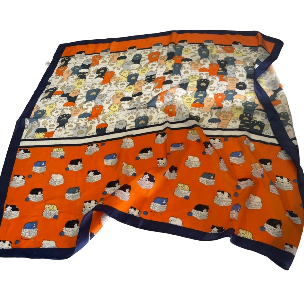 100% Silk Neck , Head Scarf Bandanas ~ 27 x 27  ~ Floral and Cute