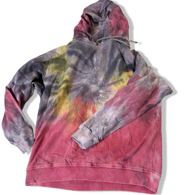 Zara Men's Vintage Multicolor Tie-Dye Hoodie - Size Large