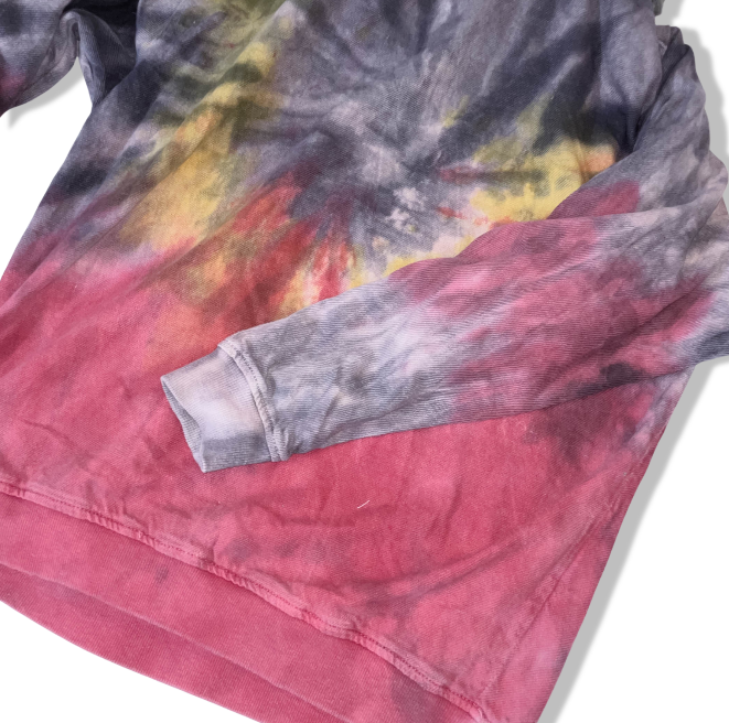 Zara Men's Vintage Multicolor Tie-Dye Hoodie - Size Large