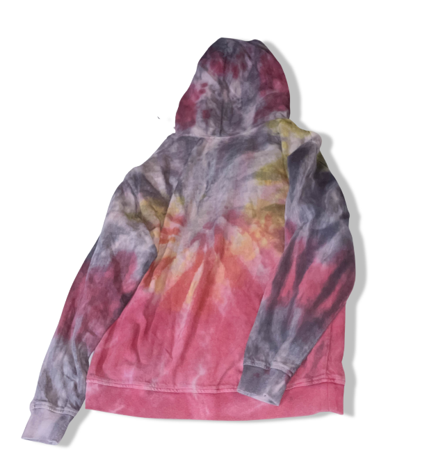 Zara Men's Vintage Multicolor Tie-Dye Hoodie - Size Large