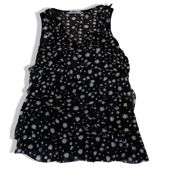 Women's Y2K Kelso Vintage Black Floral Print Sleeveless Midi Dress - Size S/M, SKU 3587