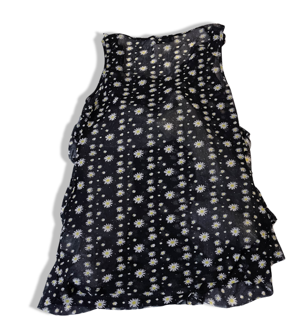 Women's Y2K Kelso Vintage Black Floral Print Sleeveless Midi Dress - Size S/M, SKU 3587