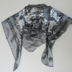 Women's Silver Paisley Silk  100% Silk Scarf