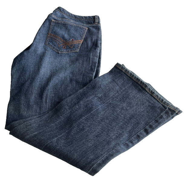 Vintage tommy hilfiger Premium original denim jeans Straight legs - Streetwear - Falcon Boot Cut - Stonewashed