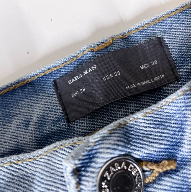 Zara Man Vintage Blue Denim Straight-Leg Jeans - USA 30, EU 38, SKU 3601